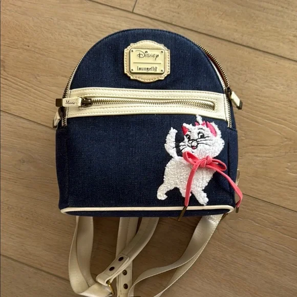 Disney Loungefly Denim Aristocats Marie Mini Backpack New With Tags Disney X Loungefly Aristocats Marie Denim Mini  main image 2